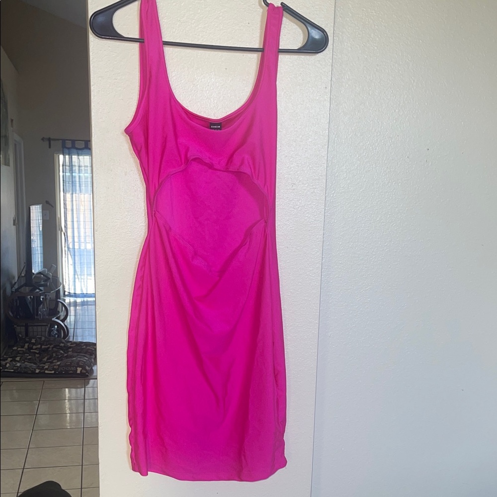 SHEIN Hot Pink V-Neck Top